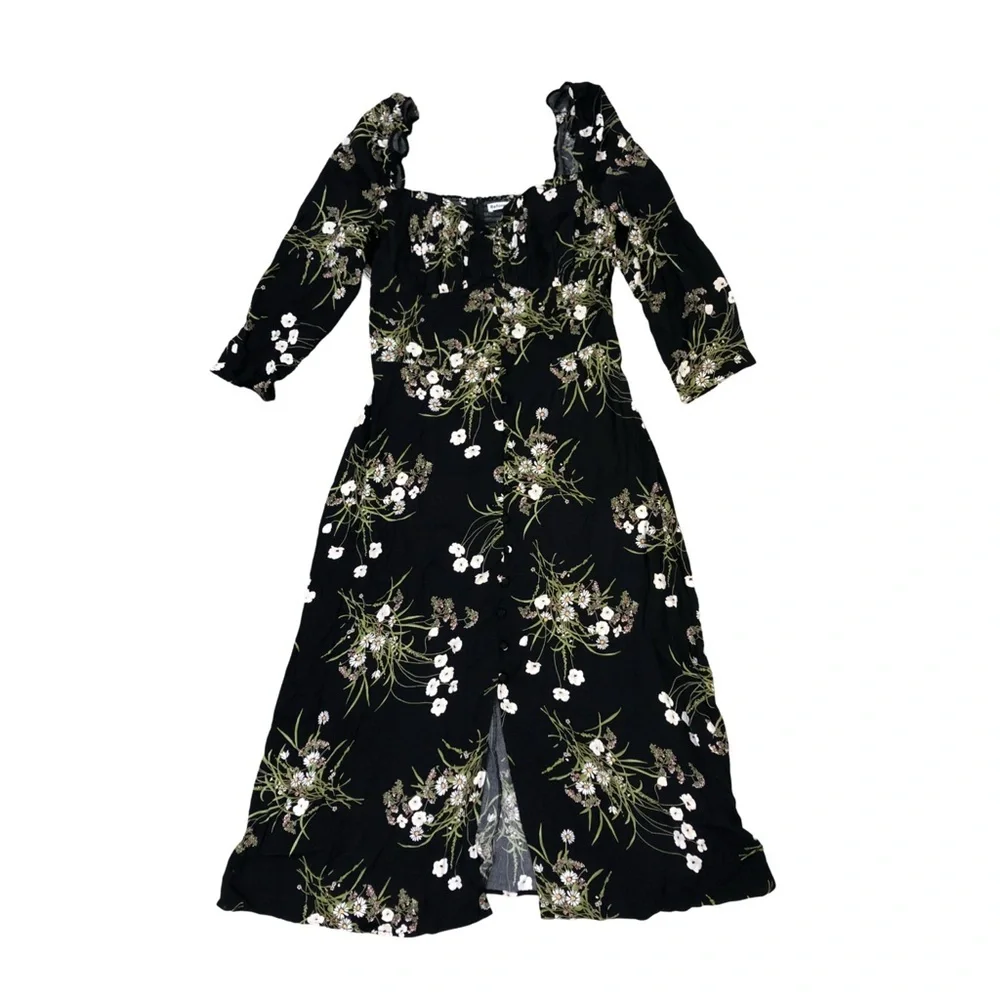 Reformation Fairway Floral Dress | Quarter sleeve | Black & Green NWT | Size 12 - Picture 6 of 9